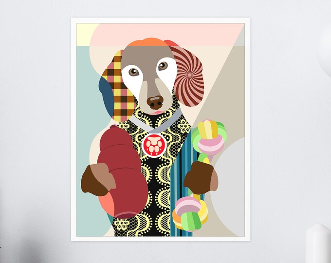 Dachshund Art Colorful Dog Poster Pet Portrait Puppy Painting Animal Lover Gift