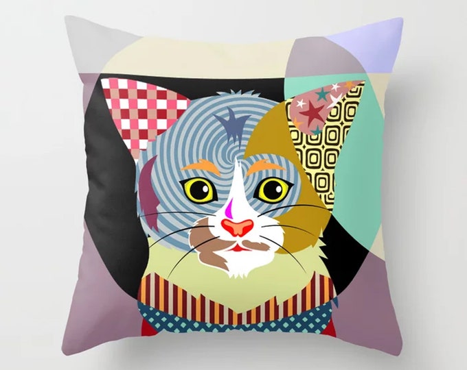 Cat Throw Pillow, Kitten Cushion Pet Decor