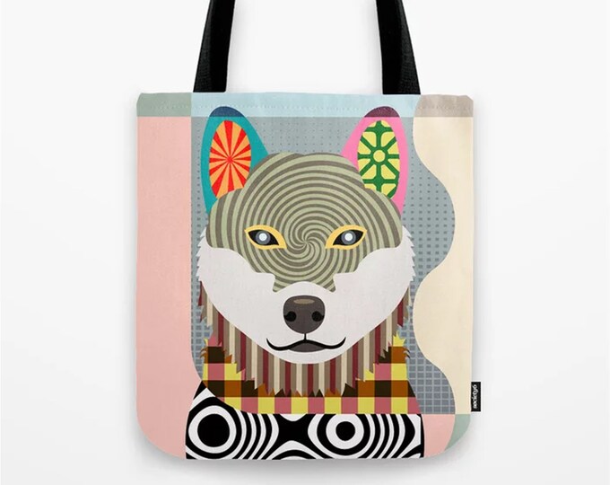 Shiba Inu Tote, Shibe Dog Weekend Bag Pet Portrait