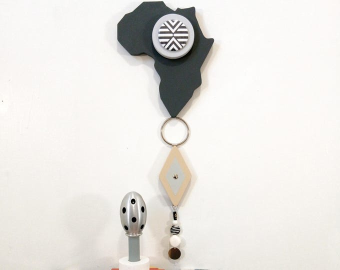 African Map Wall Art: Wooden Mixed Media Wall Sculpture Afrocentric Home Décor