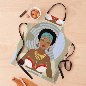 Black Queen Apron: African American Woman Print, Kitchen Accessory
