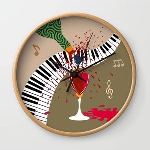 Music Wall Clock Wine Lover Gift Piano Decor image 4