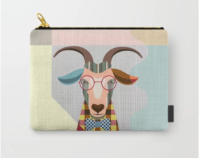 Goat Coin Purse, Livestock Gift Farm Animal Zipper Bag Purse