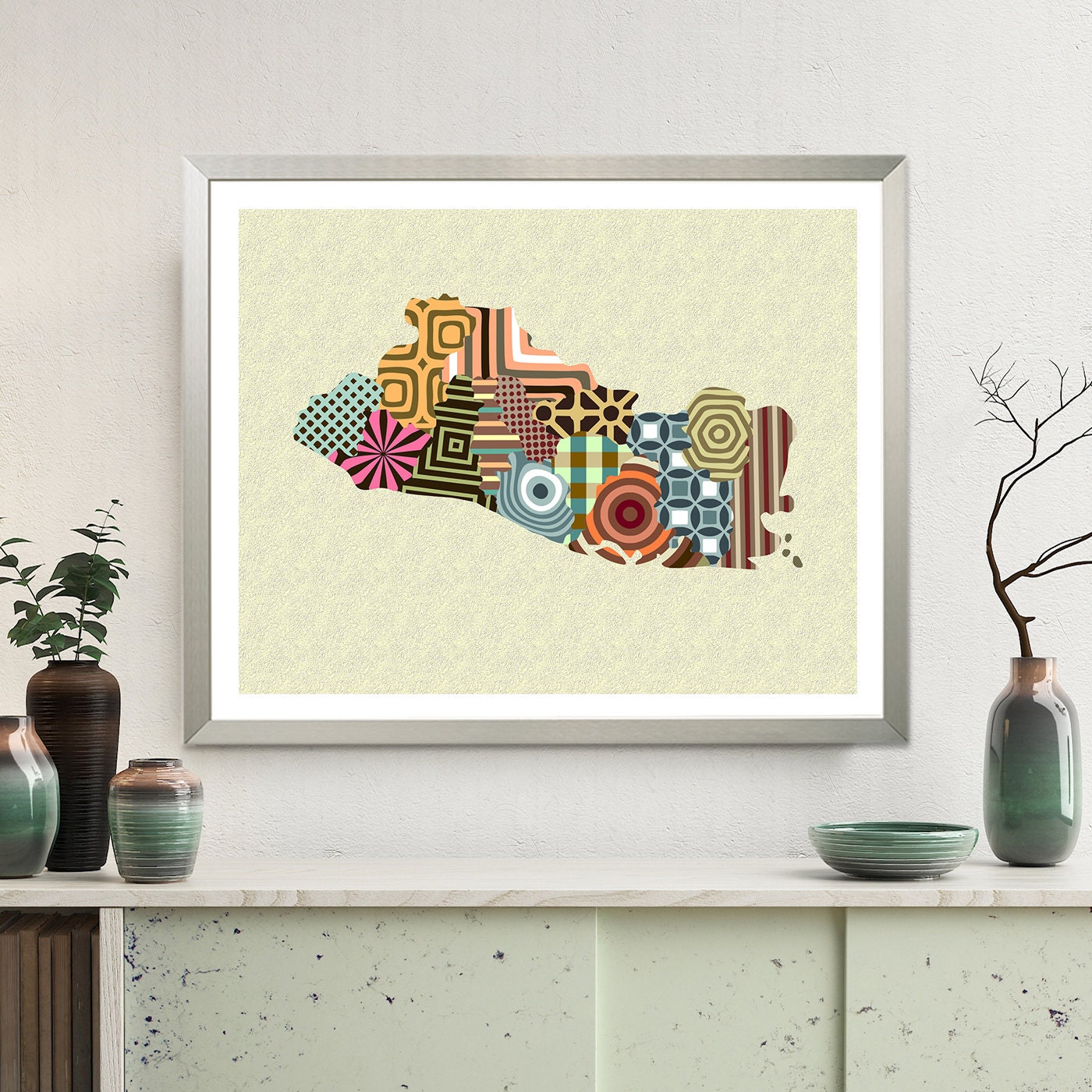 El Salvador Map Print Poster San Salvador Central America Decor
