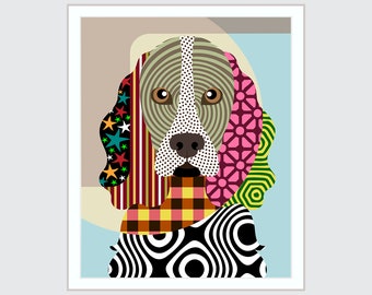 Cocker Spaniel Dog Pop Art, Pet Portrait Animal Art Painting