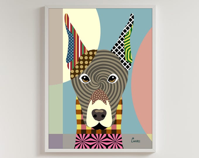 Doberman Art Pinscher Dobbie Dog Pet Portrait Painting