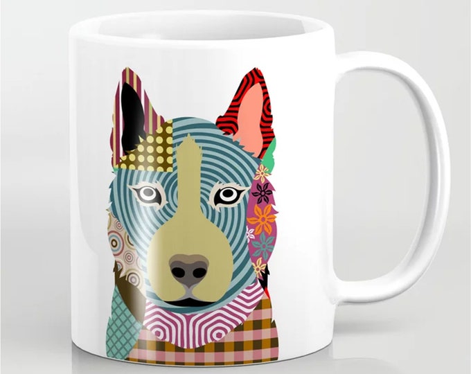 Shiba Inu Mug, Dog Ceramic Coffee Cup Puppy Print Pet Portrait