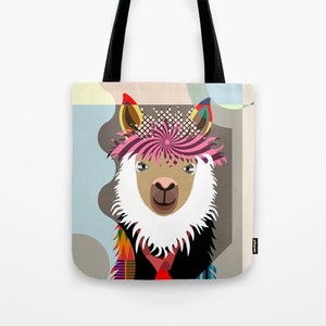 Llama Tote Bag Alpaca Gifts Hipster Animal Lovers image 1