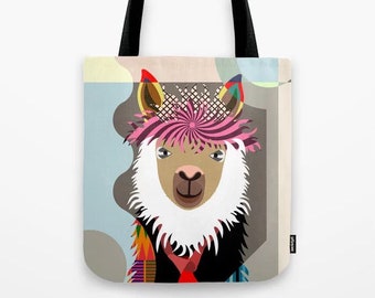 Llama Tote Bag, Alpaca Gifts Hipster Animal Lovers