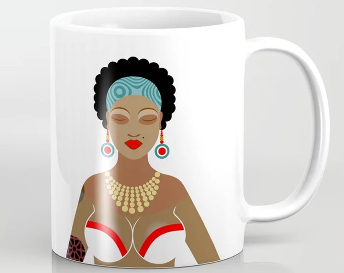 Black Queen Mug, Afro Diva Cup Black Beauty Gift