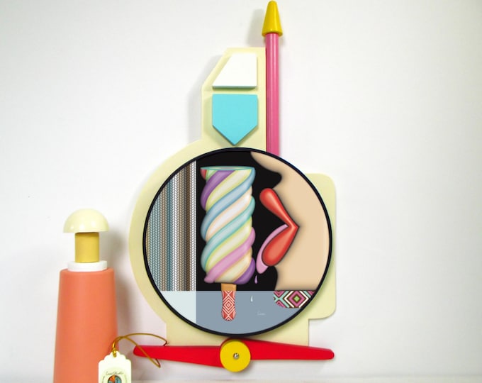 Sweet Sensation Wall Art Pop Art Lips & Popsicle Wooden Sculpture Colourful Abstract Cubist Decor Life is Sweet Inspirational Wall Hanging