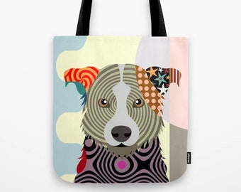 Border Collie Tote, Dog Shopping Bag Scottish Sheepdog Sack