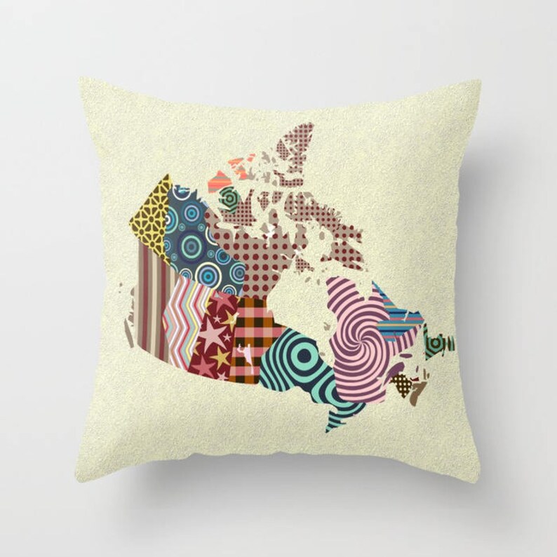 Canada Map Decorative Throw Pillow Cover Canada Art Cute Etsy