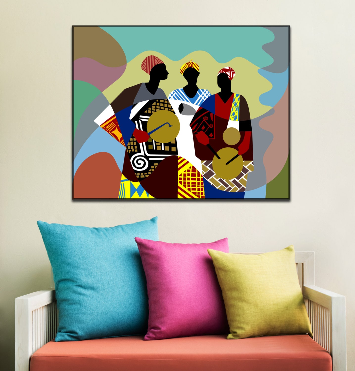 African Artwork African Drum Painting African Painting African Decor African Men Traditional Art Nigerian Art Painting