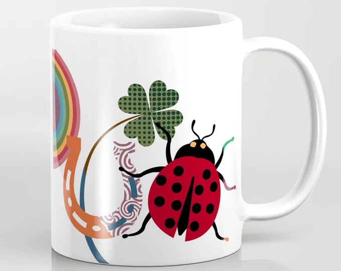 Good Luck Mug, Ladybug Cup Horseshoe Gifts