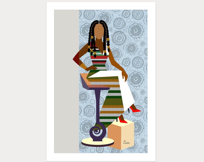 Becoming Black Woman Wall Art Contemporary African Geometric Art Print Canvas Home Decor Minimalist