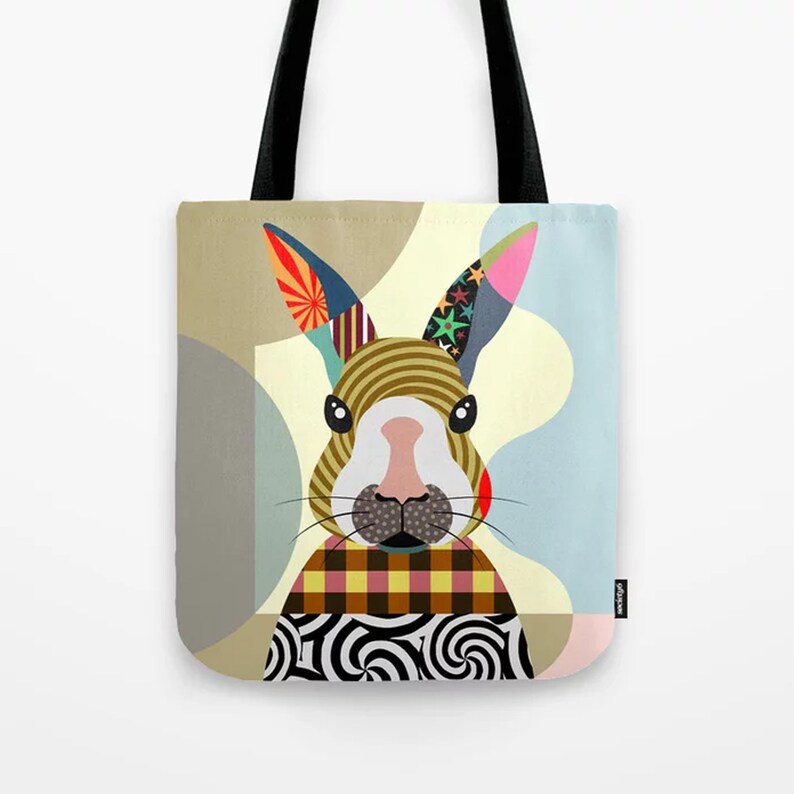 Bunny Tote Rabbit Lover Gift Cony Bag Farm Animal image 1