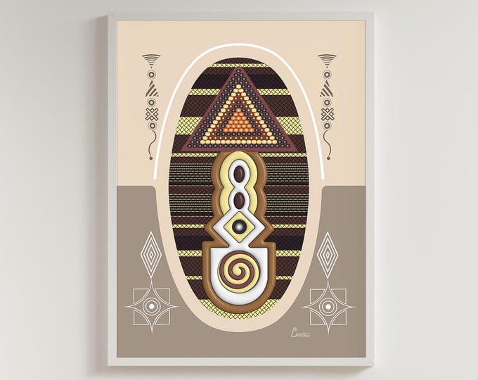 Modern African Wall Art: Afrocentric Cubist Geometric Abstract Minimalist Design