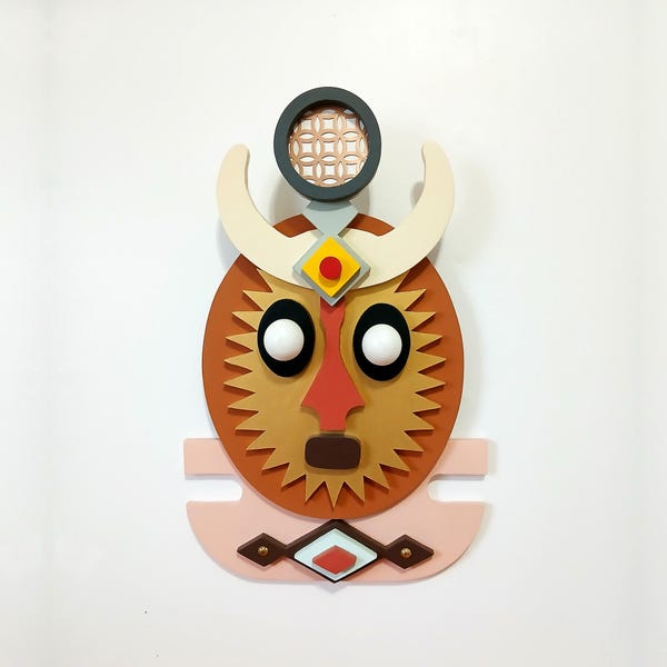 Moderne Afrikanische Maske Original Afrocentric Wandskulptur Schwarz Amerikanische Kunst