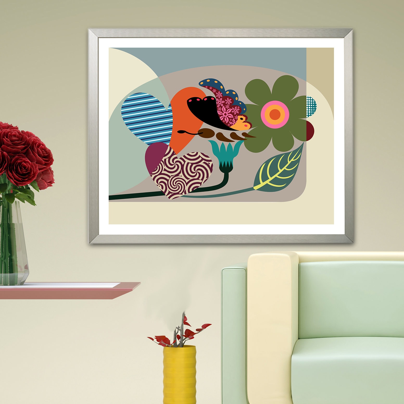 Butterfly Wall Art Flower Poster Love Decor Girls Print