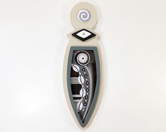 Yoruba Orisha Ajé Cowrie Shell Wall Art: Afrocentric Geometric Wood Decor