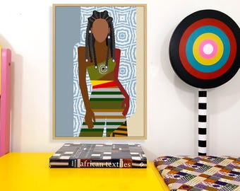 Quiet Confidence Black Woman Wall Art Contemporary African Geometric Limited Edition Minimalist Print