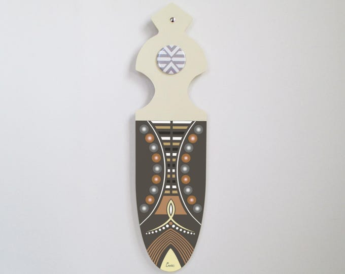 Afrocentric Wooden Wall Art: Warm Earth Tones Geometric Tribal Modern Décor