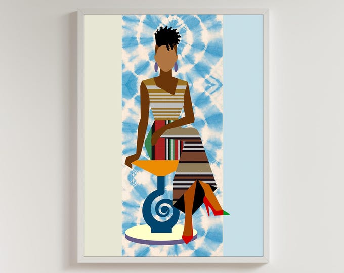 Rooted in Grace Black Woman Wall Art Contemporary African Geometric Limited Edition Print