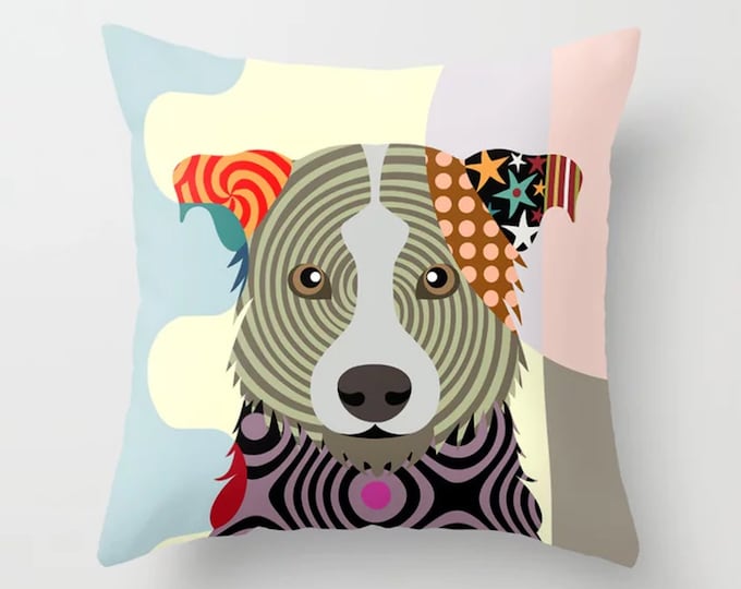 Border Collie Pillow, Scottish Sheep Dog Cushion