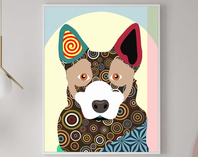 Australian Cattle Dog ACD Abstract Geometric Pet Portrait Dog Lover Gift Doggie Print