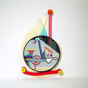 Musical Instrument Wall Art Abstract Cubist Wooden Sculpture Saxophone, Guitar & French Horn Mixed Media Pop Art Decor