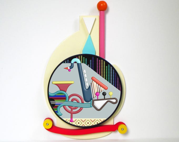 Musical Instrument Wall Art Abstract Cubist Wooden Sculpture Saxophone, Guitar & French Horn Mixed Media Pop Art Decor