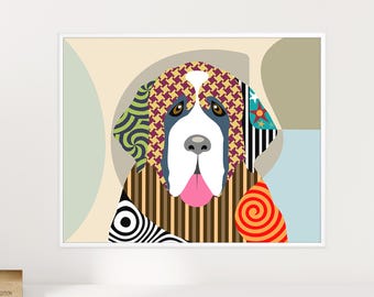 Bernhardiner Hunderasse Poster Canine Art Haustier Portrait Welpen Liebe Geschenk