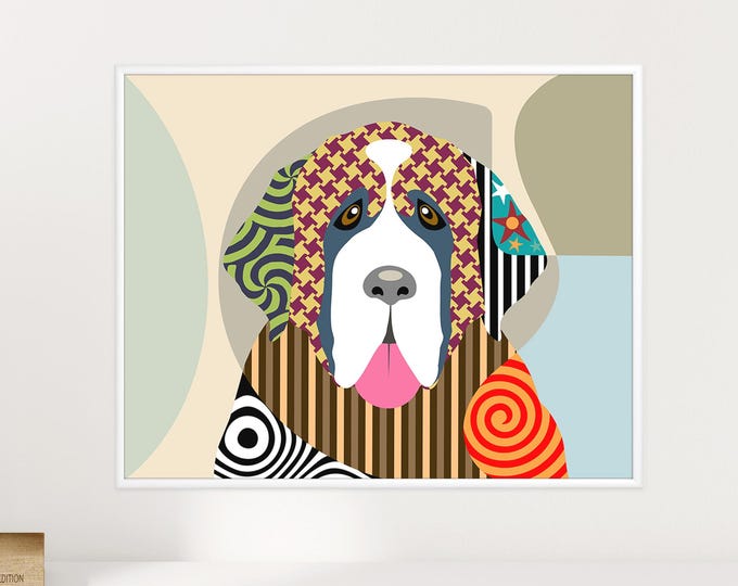 St Bernard Dog Breed Poster Canine Art Pet Portrait Puppy Love Gift