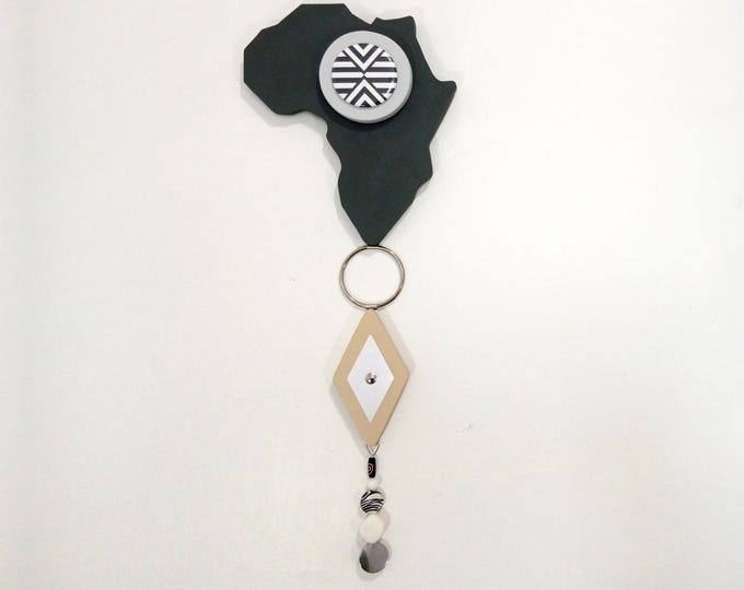 African Map Wall Art: Wooden Mixed Media Wall Sculpture Afrocentric Home Décor