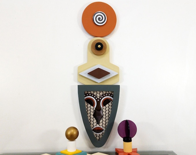 Abstract African Mask Wall Sculpture: Afrocentric Tribal Wall Decor Modern Cultural Statement Piece