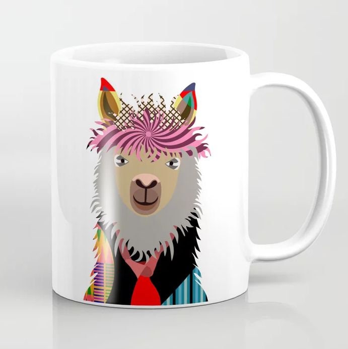 Llama Mug, Alpaca Gifts Hipster Animal Ceramic Coffee Cup