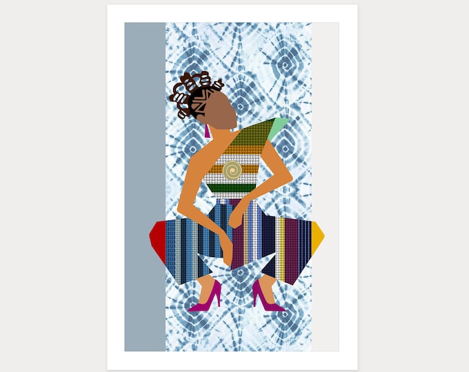 Rhythm of Joy Dancing Black Woman Wall Art Contemporary African Geometric Limited Edition Print