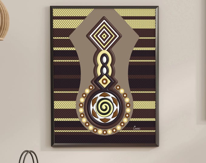 Modern African Wall Art: Afrocentric Cubist Geometric Abstract Minimalist Design