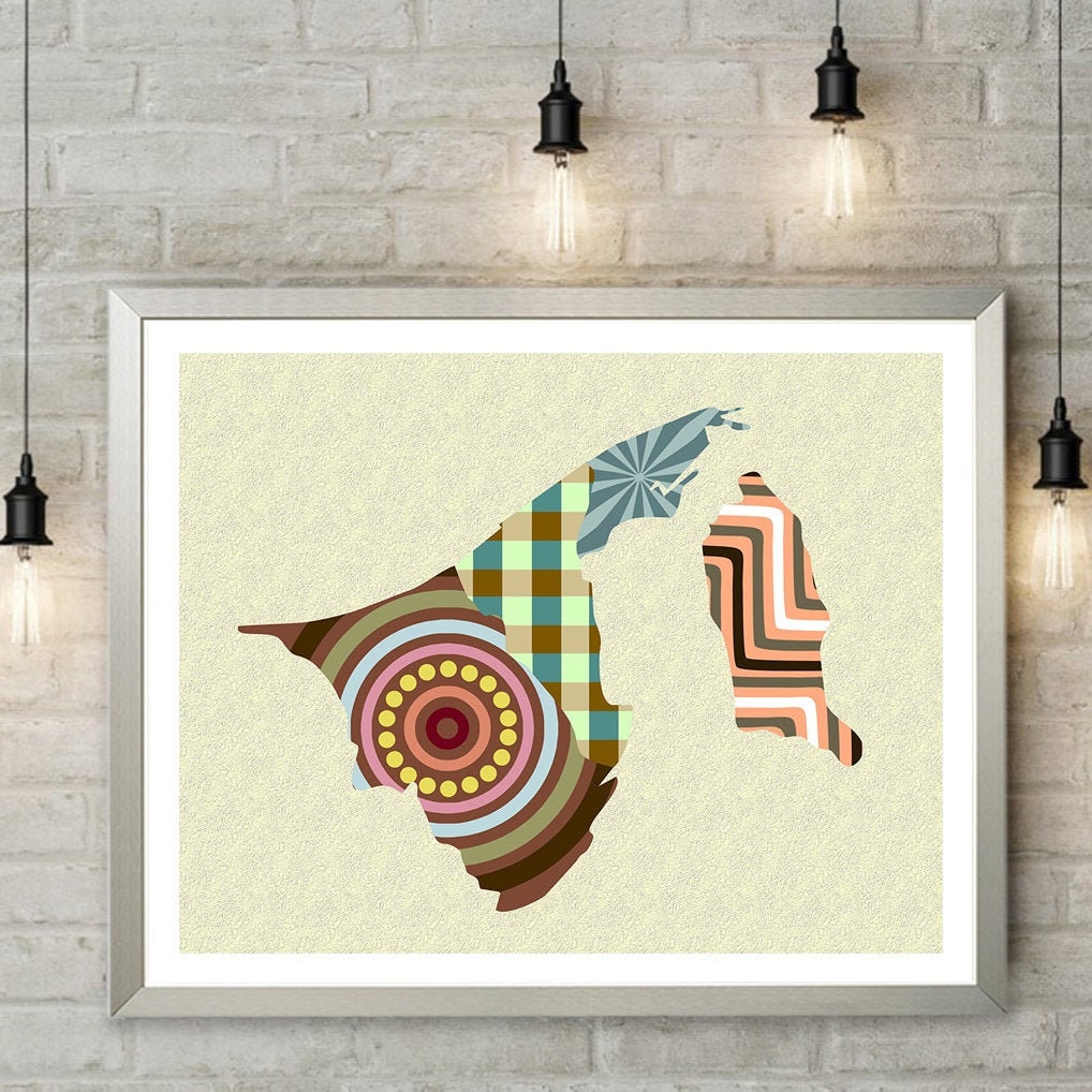 Brunei Map Art, Asian Decor Country Poster City Gift