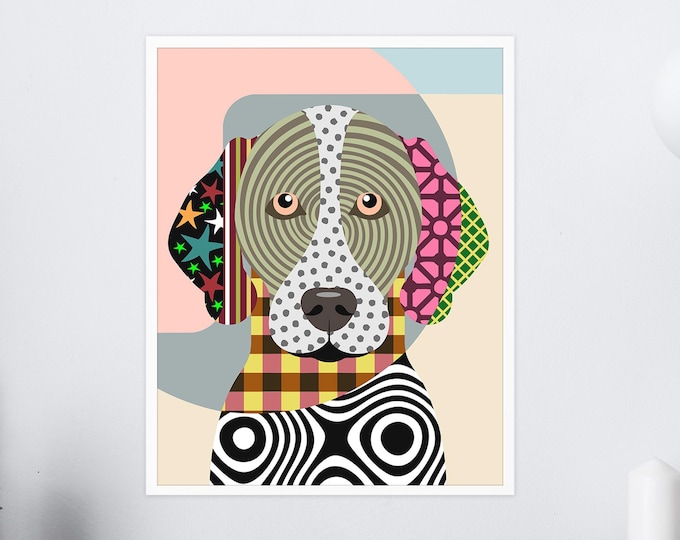 German Shorthaired Pointer Art, GSP Dog Painting Pet Portrait Puppy Decor