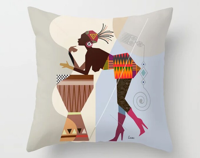 African Pillow, Afrocentric Décor Pillow, African Decorative Throw Pillow, African Woman, African Home Décor