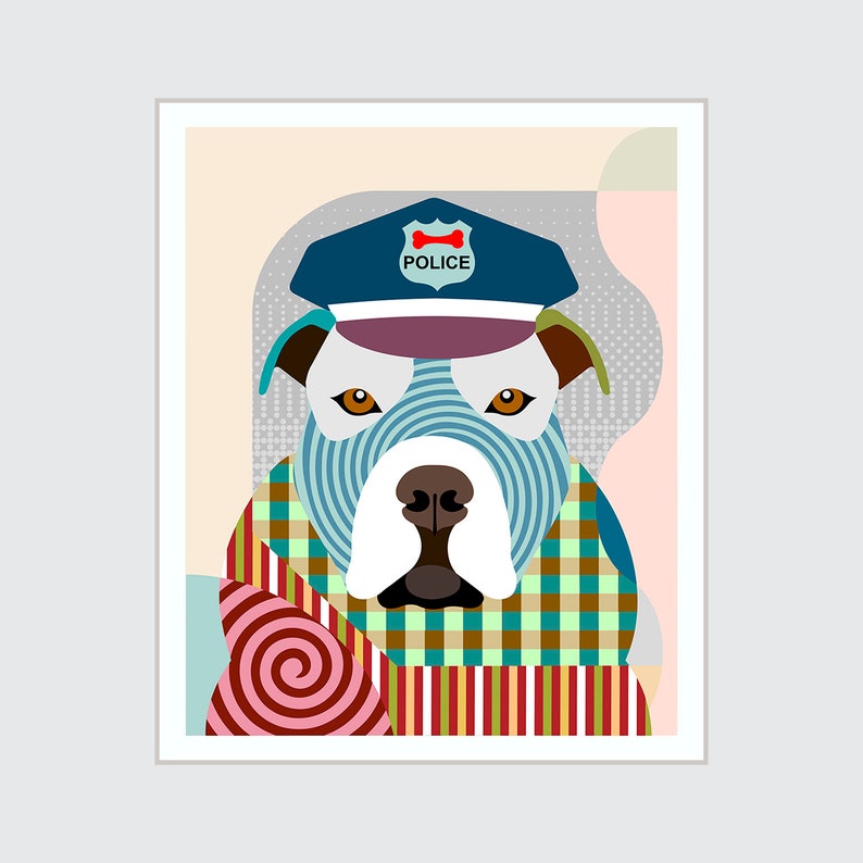 Pitbull Art Print Dog Portrait Poster Home Decor image 1