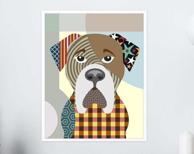 Bullmastiff Décor Dog Pop Art Pet Portrait Dog Lover Gift