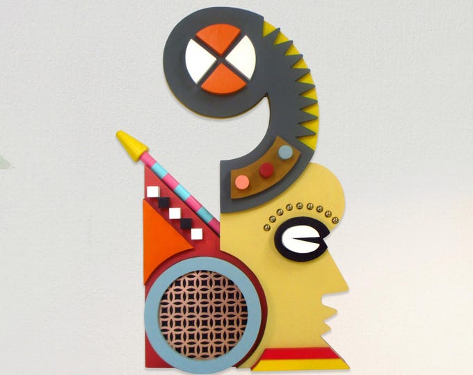 Modern African Mask Traditional Afrocentric Colourful Wooden Sculpture Original African American Home Decor Gift