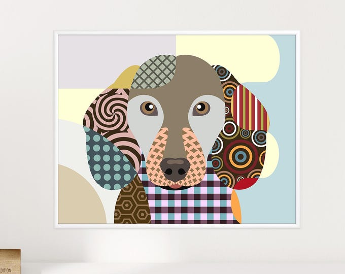 Dachshund Art Print, Dog Portrait Pet Painting Puppy Doggy Canine Poster