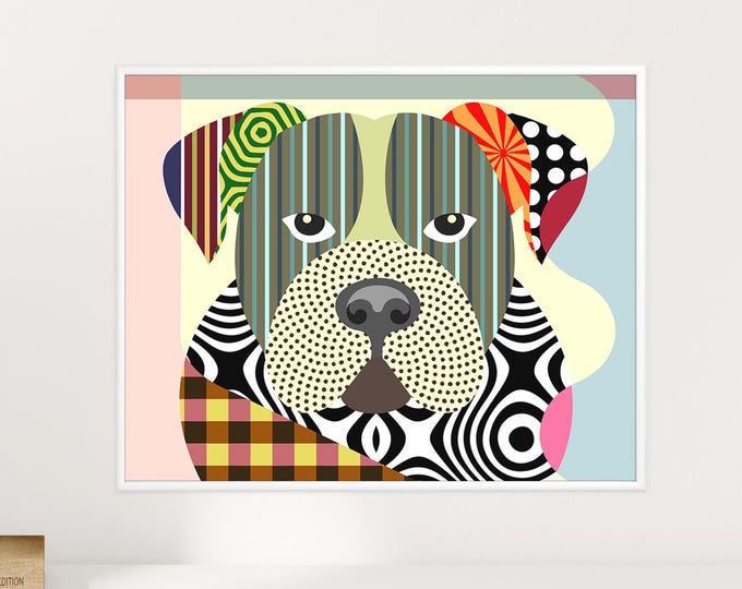 American Bulldog Pet Portrait Pop Art Animal Print Dog Lover Gift