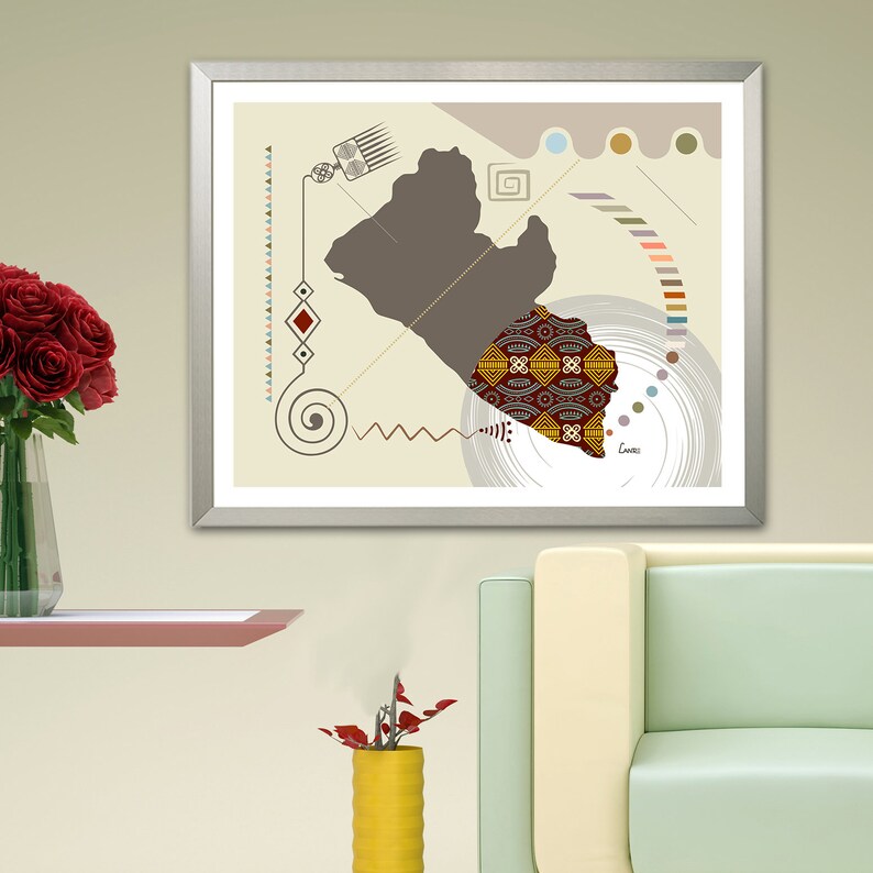 Monrovia West African Wall Decor Poster Liberia Map Art Print