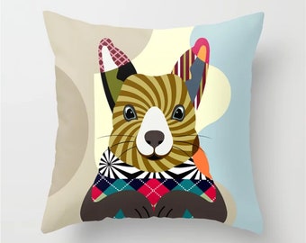 Squirrel Pillow Animal Decor, Kids Cushion