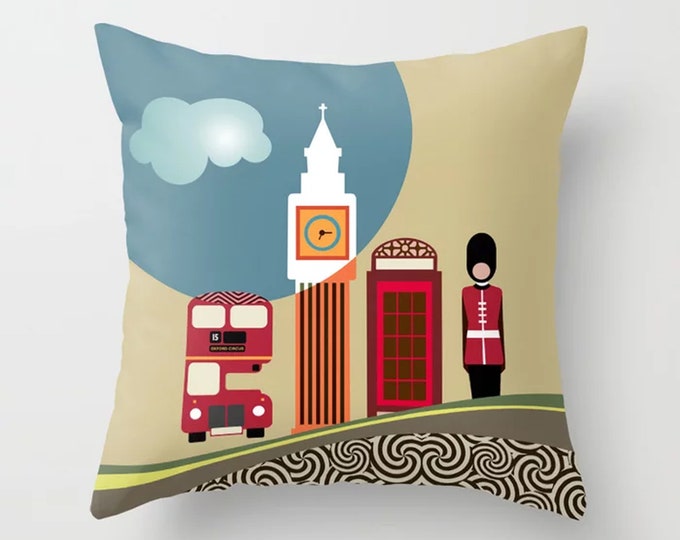 London Throw Pillow, Big Ben UK Décor Gift Souvenir